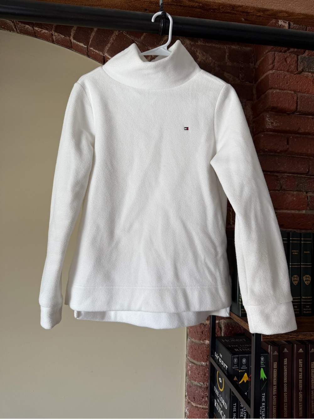 Tommy Hilfiger White Fleece Turtleneck Sweater